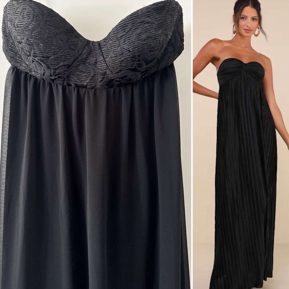 ERIN FETHERSTON ✨ gown long strapless dress sheer layers skirt empire waist